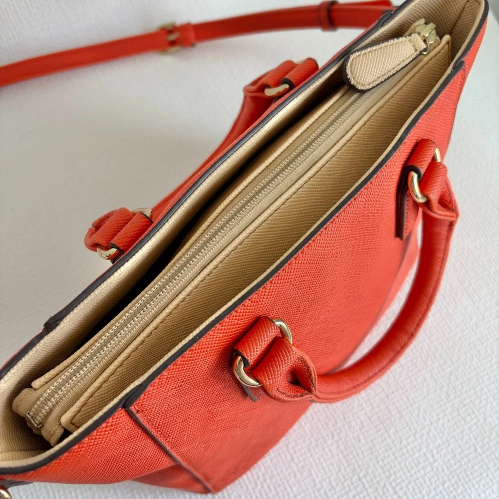 Pierre Cardin Satchel Crossbody Bag Orange Medium Classy Capsule Autumn Chic